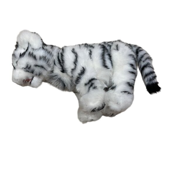 Wow Wow Mechanical White Tiger Cub Stuffed Animal Plush Toy Black Stripes 14 - Picture 2 of 6
